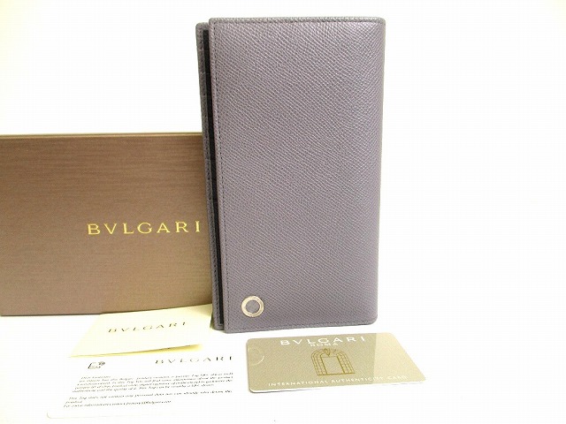 【未使用保管品】 ブルガリ BVLGARI ブルガリブルガリ マン グレイン カーフレザー 2つ折り 長財布 メンズ グレー&times;ネイビー 【中古】｜東京のブランドショップ