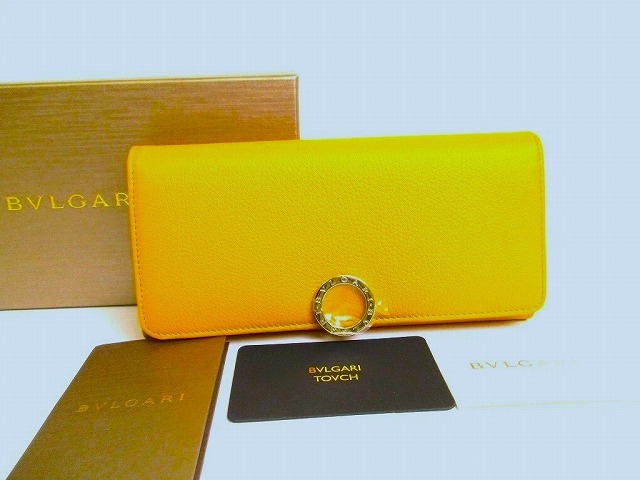 【未使用保管品】 ブルガリ BVLGARI ブルガリブルガリ ロゴクリップ グレインレザー 2つ折り 長財布 ラージウォレット メンズ レディース イエロー 【中古】