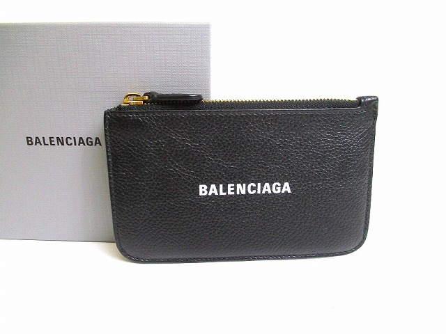 【新品同様】 バレンシアガ BALENCIAGA レザー コインカードホルダー カードケース 小銭入れ メンズ レディース 黒 【中古】