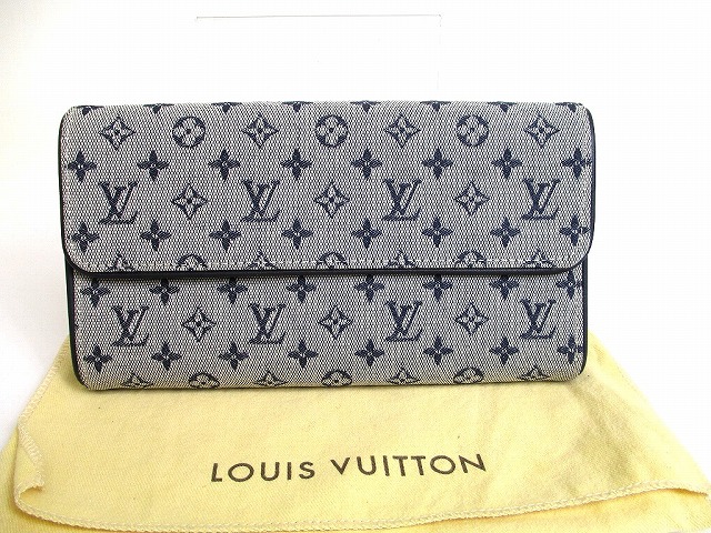 【新品同様】 ルイヴィトン LOUIS VUITTON モノグラム ミニ ポルトトレゾール インターナショナル 3つ折り 長財布 ブルー 【中古】
