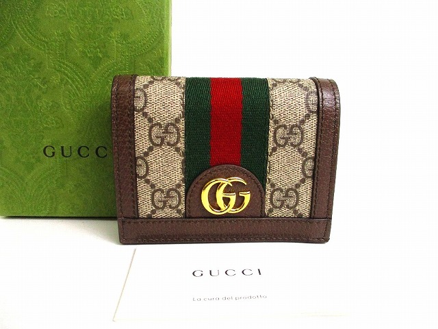 【未使用保管品】 グッチ GUCCI オフィディア ダブルG ブルーウェブストライプ 2つ折り 財布 カードケースウォレット メンズ レディース 【中古】｜東京のブランドショップ