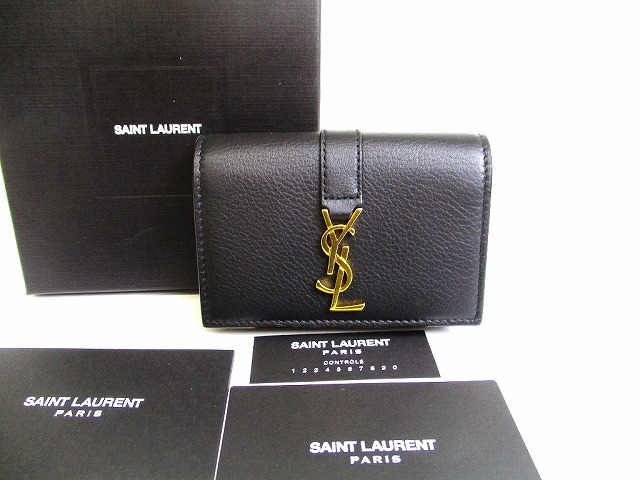 【未当て嵌める庫入れ品】 サンローラン Saint Laurent イヴサンローラン YSL カサンドラ なめし革 6連 手当たり容れもの 手当たり輪っか メンズ レディース 黒 【中古】