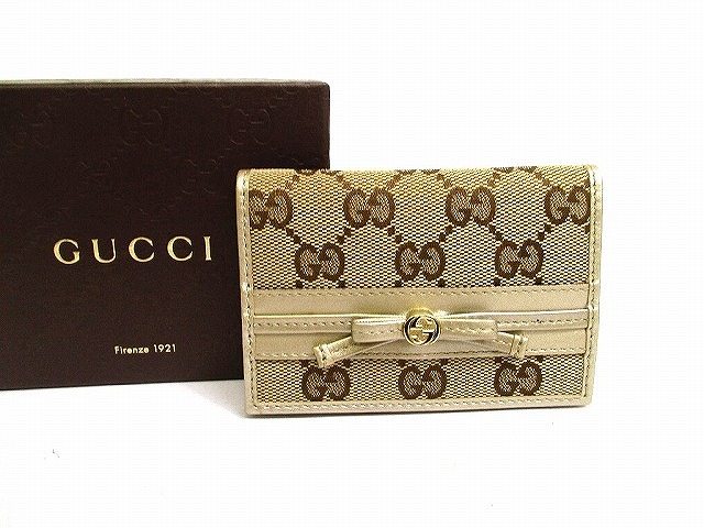 【未当て嵌める庫入れ品】 グッチ GUCCI GG帆布 歌留多容れもの 通行手形容れもの スイカ パスモ 容れもの メンズ レディース ベージュ×メタリックグレー 【中古】