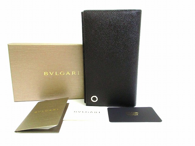 【未使用保管品】 ブルガリ BVLGARI ブルガリブルガリ マン グレインレザー 2つ折り 長財布 メンズ ブラック&times;ブルー 【中古】｜東京のブランドショップ
