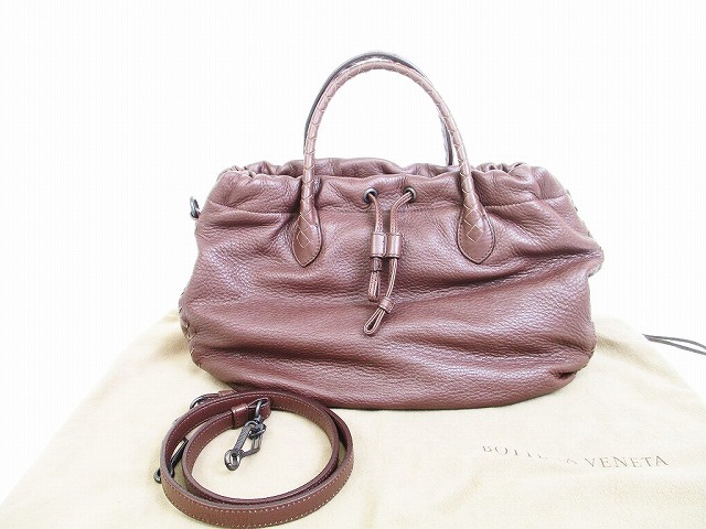 【新品同様】ボッテガヴェネタ BOTTEGA VENETA イントレチャート ハンドバッグ ショルダーバッグ 斜めかけ 2Way ダークブラウン 【中古】|東京のブランドショップ