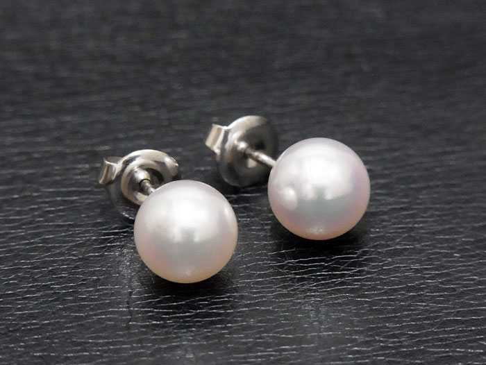 ミキモト MIKIMOTO 真珠 パール ホワイトゴールド ピアス K18WG