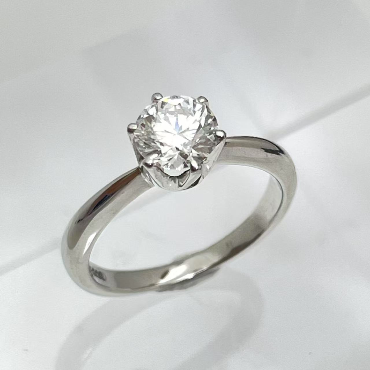 タサキ TASAKI 田崎 リング 7.5号 ソリテール ソリティア Pt900 ダイヤモンド D0.71 E-VVS2-VG 3.5g【箱･鑑定書】【中古】