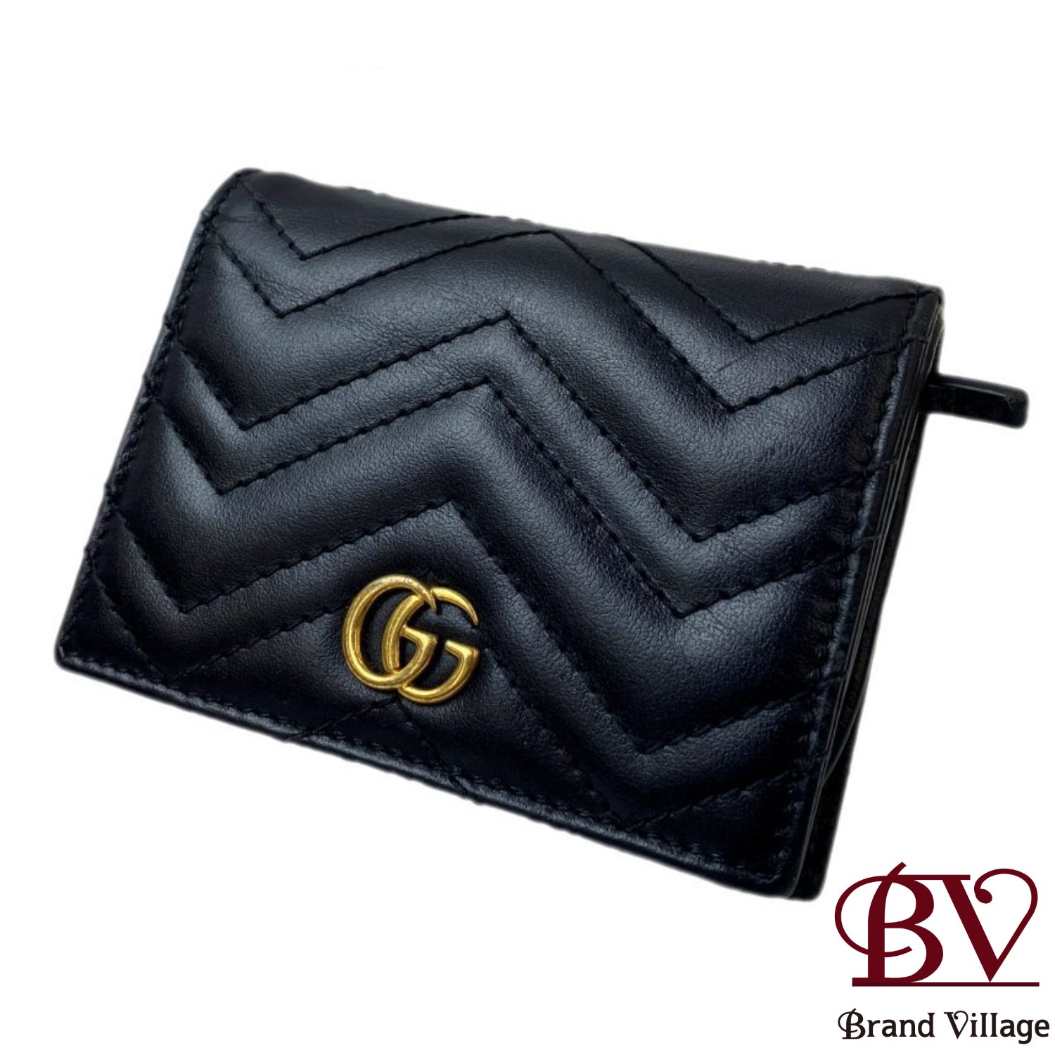 【美品】 961 GUCCI グッチ マーモント 2つ折り 財布 コンパクト 美品】 961 GUCCI グッチ マーモント 2つ折り 財布 コンパクト