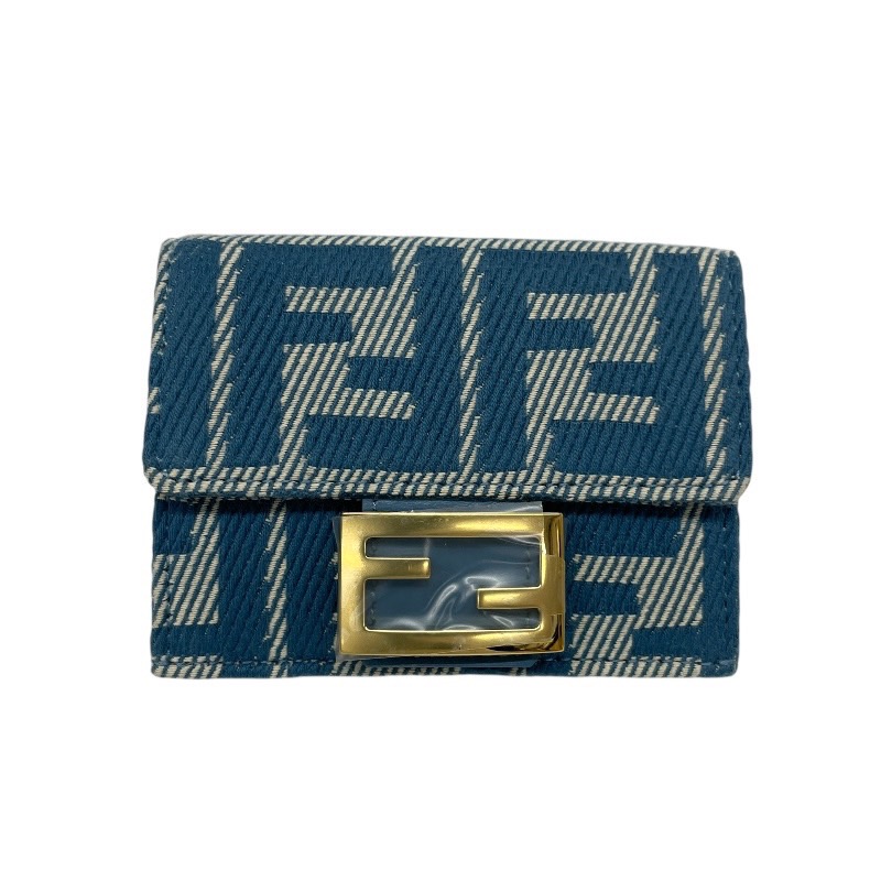 FENDI フェンディ エフイズ　マイクロ トリフォールド　ズッカ　ゴールド金具 FENDI フェンディ エフイズ マイクロ トリフォールド ズッカ
