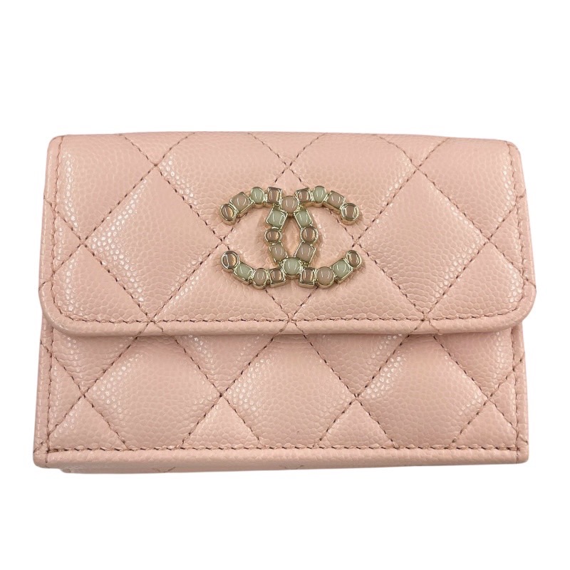 CHANEL 三つ折り財布 ピンク ココマーク ミディアムフラップ マトラッセル 楽天市場】シャネル スモールフラップウォレット ピンク ミニ財布 三