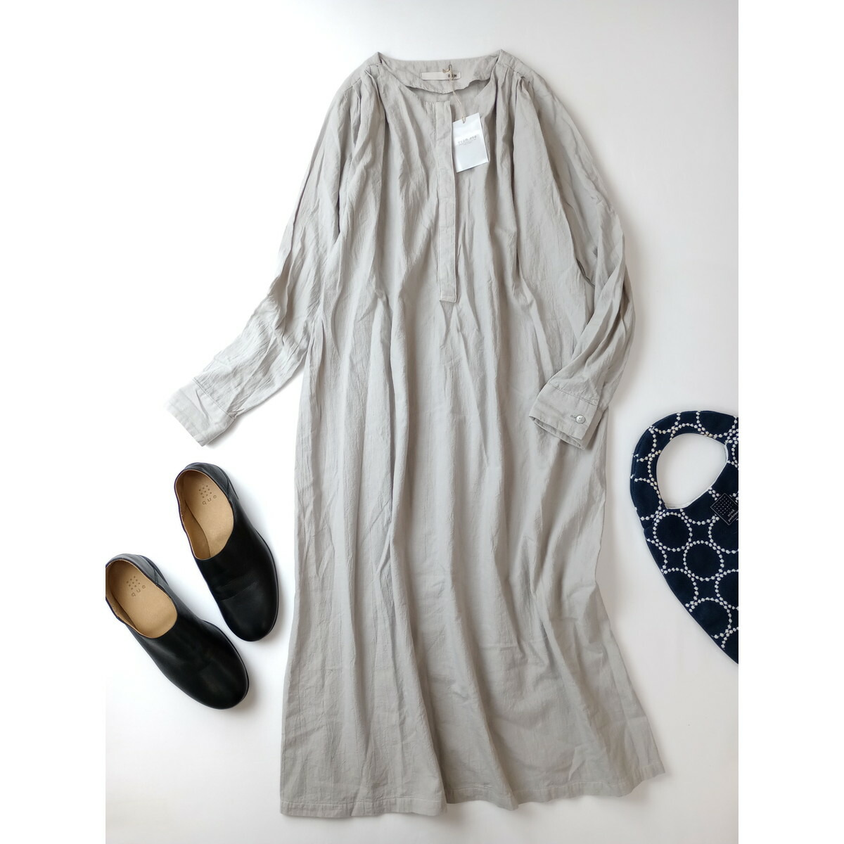 evam eva　今季　cotton onepiece　ストーングレー　1