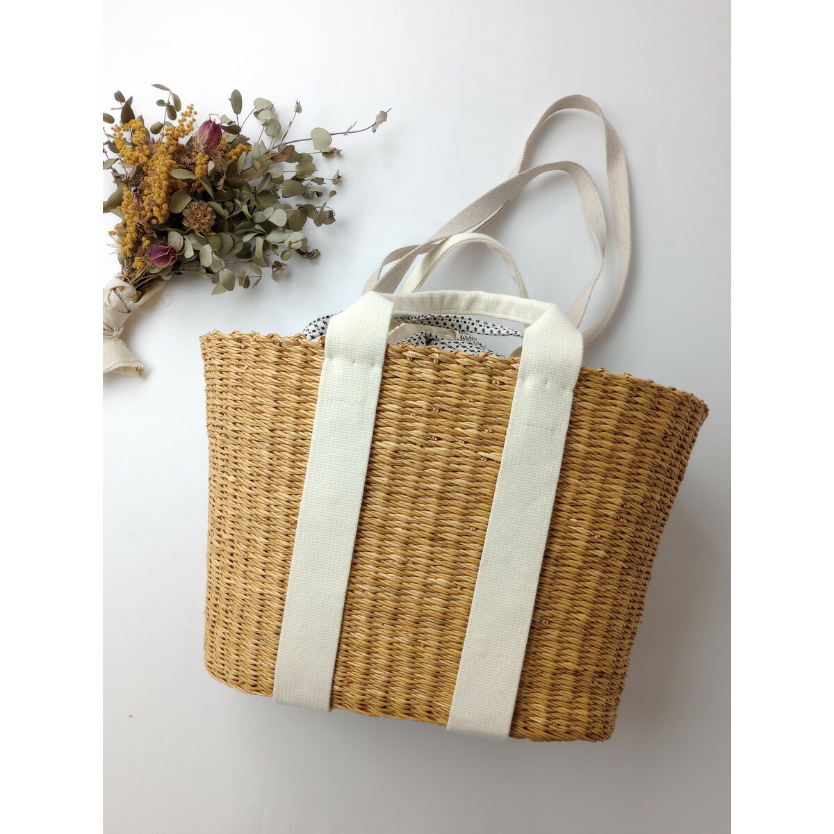 ribbon b ラタンレザーカゴバッグ ホワイト warang wayan ribbon b