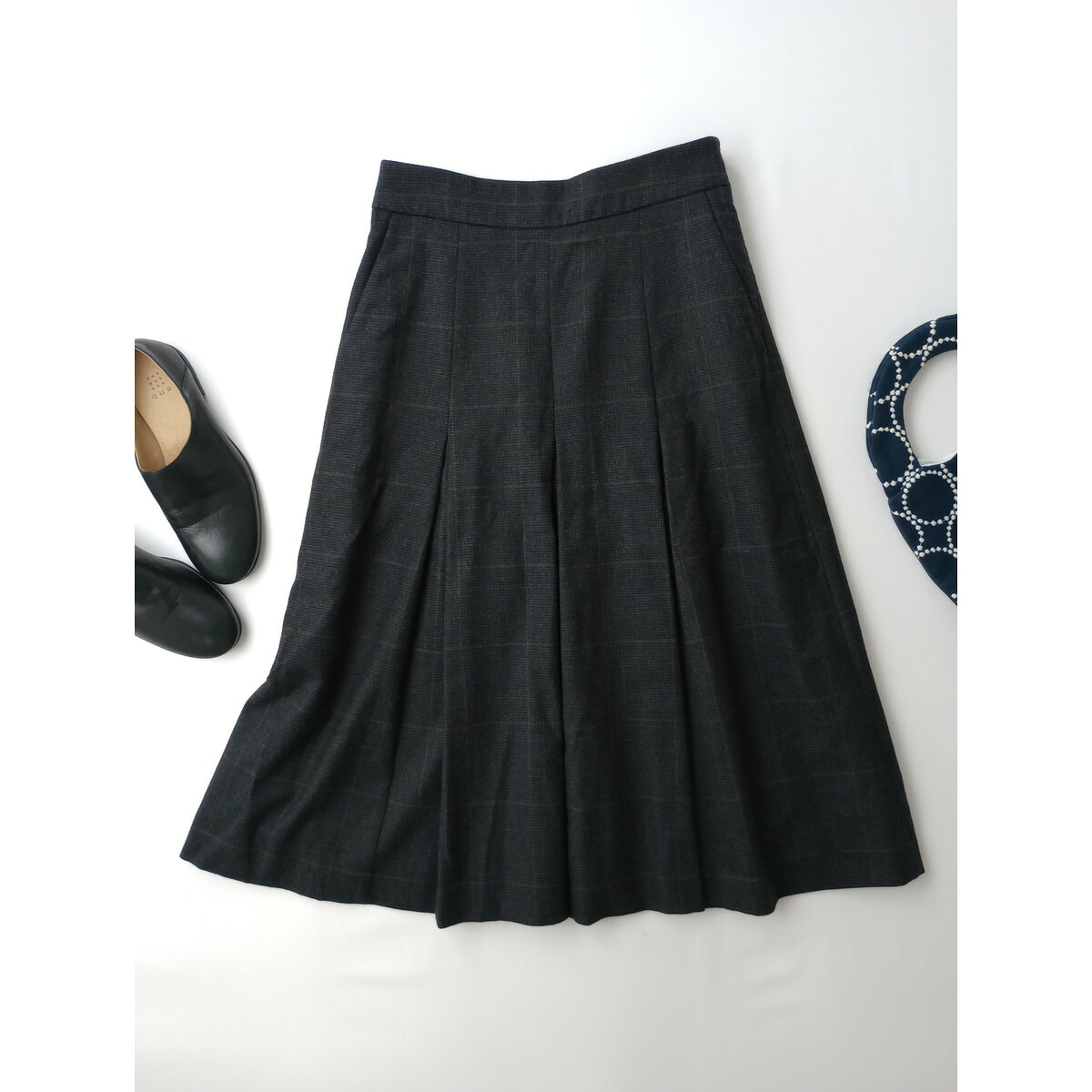 MARGARET HOWELL マーガレットハウエル FINE WOOL FLANNEL SKIRT ウール フランネル ロング スカート 1 グレー【中古】