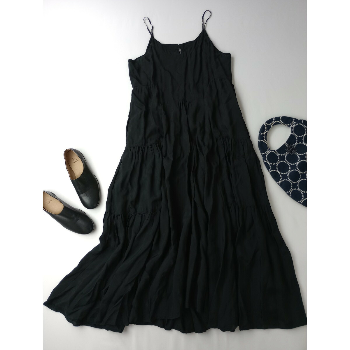 25SS suzuki takayuki スズキタカユキ camisole dress キュプラ キャミソール ドレス ロング ワンピース 黒 ブラック【中古】|Branica Republic