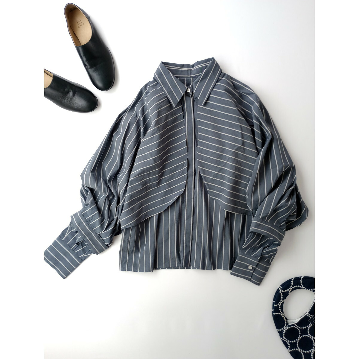 24AW RIM.ARK リムアーク Covered sleeves SH カバードスリーブス シャツ トップス 長袖 くすみネイビー FREE