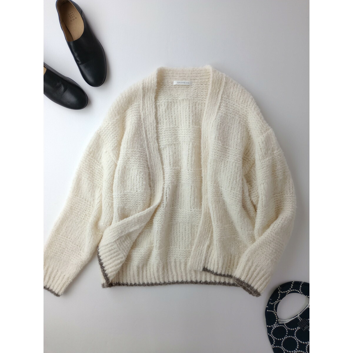 23AW GALERIE VIE ギャルリーヴィー トゥモローランド ベビーアルパカ フロント オープン カーディガン ニット 羽織 白 F (11M＋0750)【中古】 14,527円