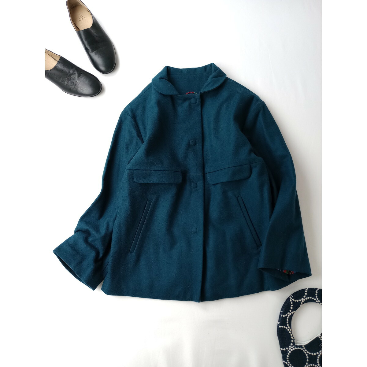 OHGA フラワーキルトコート　キルティングコート 中古・古着通販】OHGA (オオガ) フラワーキルトコート ブラック サイズ