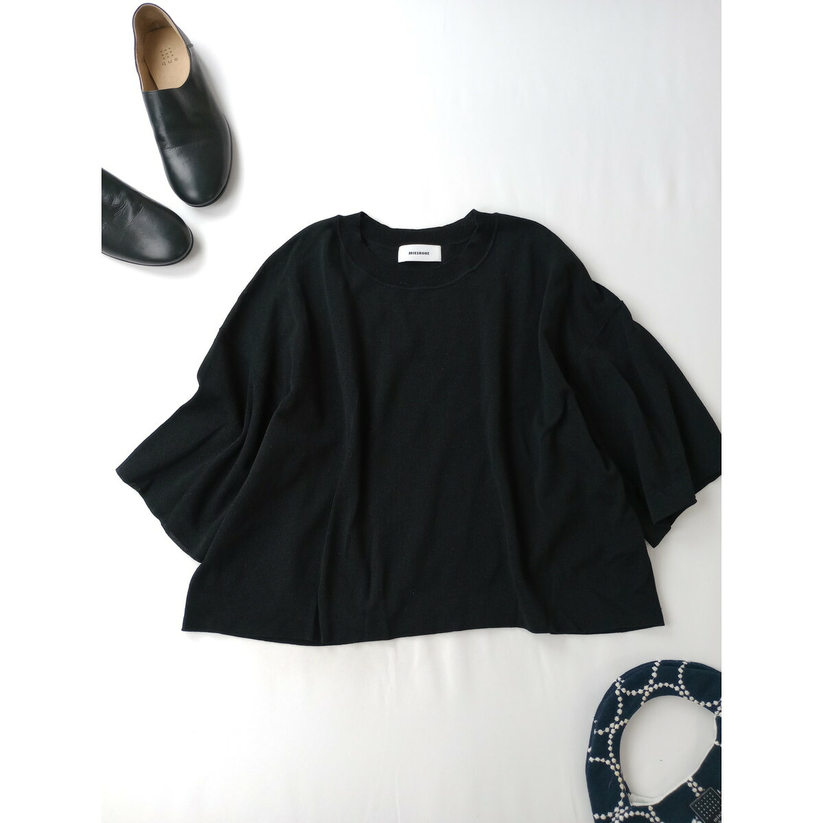 25SS MIESROHE ミースロエ シアー ワイド T ニット トップス 黒 ブラック【中古】