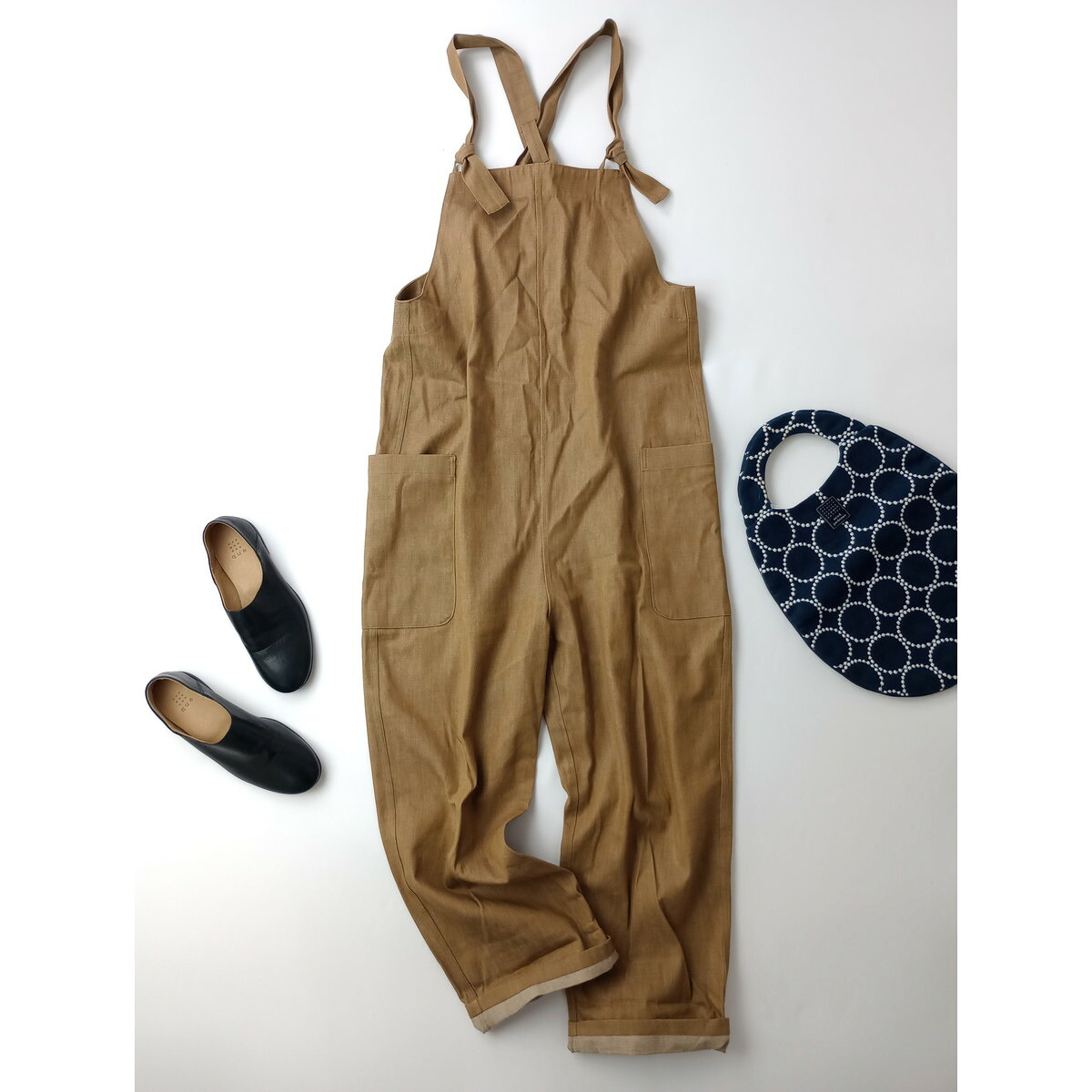 atelier naruse アトリエナルセ cotton farmers salopette pants コットン綿 100% ファーマーズ サロペットパンツ オールインワンベージュ【中古】|Branica Republic