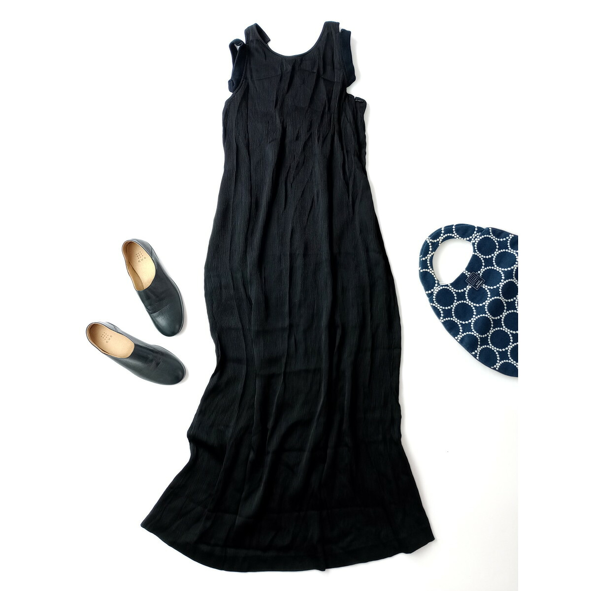 RIM.ARK リムアーク Brass brooch dress ブラース ブローチ ロング ワンピース ドレス 黒 ブラック 38【中古】