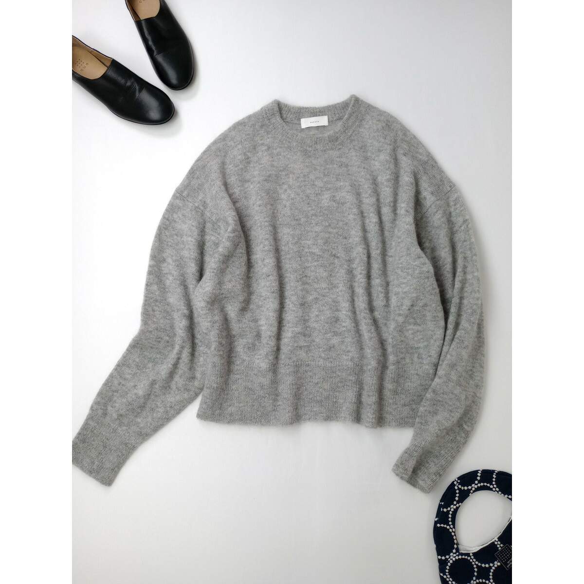 24AW kagure かぐれ アーバンリサーチ キッド モヘア クルーネック 長袖 ニット トップス グレー （18M＋0228)【中古】