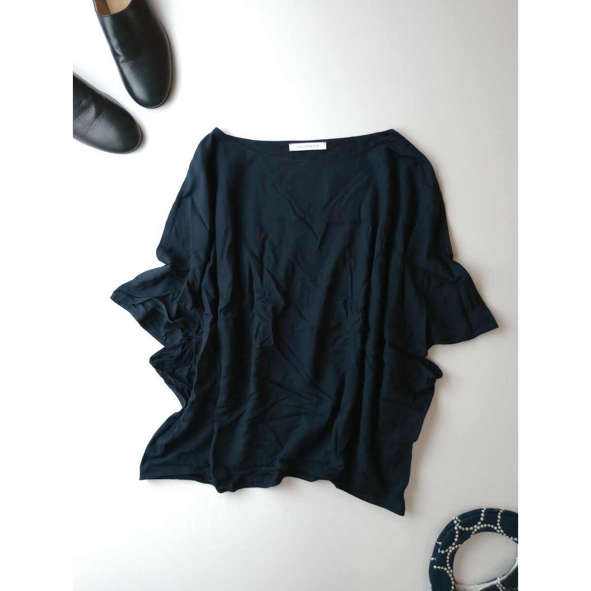 24AW GALERIE VIE ギャルリーヴィー ウォッシャブル レーヨン ボート ネック プルオーバー トップス ダークネイビー【中古】｜Branica Republic