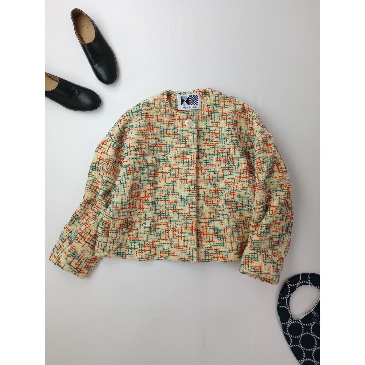 kijinokanosei キジノカノウセイ short jacket -VERKKO- ノーカラー ジャケット クリームイエロー (7M+1572)【中古】|Branica Republic
