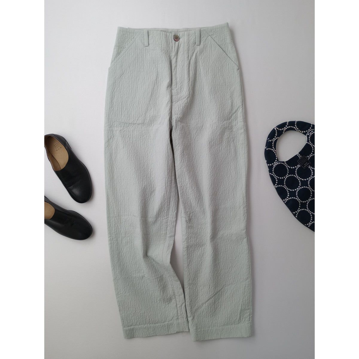 mina perhonen ミナペルホネン moon sand ムーンサンド パンツ コットン 綿 100％ ライトブルー 36 【中古】｜Branica Republic
