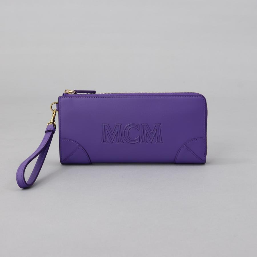 MCM AREN L字ジッパー 長紙入れ MYLDATA04 PUR UQ001 パープル なめし革 ウォレット