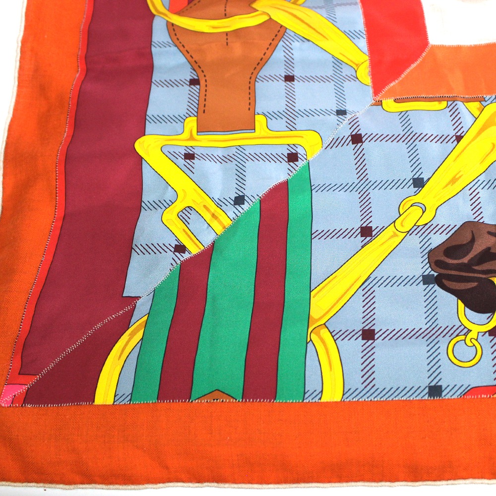 HERMES エルメス カレジェアン カシミヤ×シルク マルチカラー スカーフ 