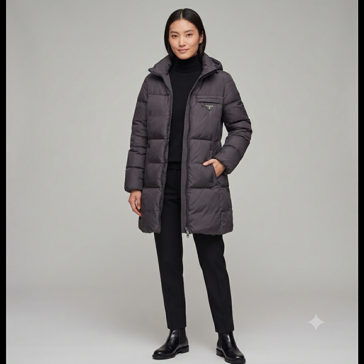 PRADA プラダ 29F430 ３角形ロゴタイプ 21年 38 落ち込む上衣 黒いこと