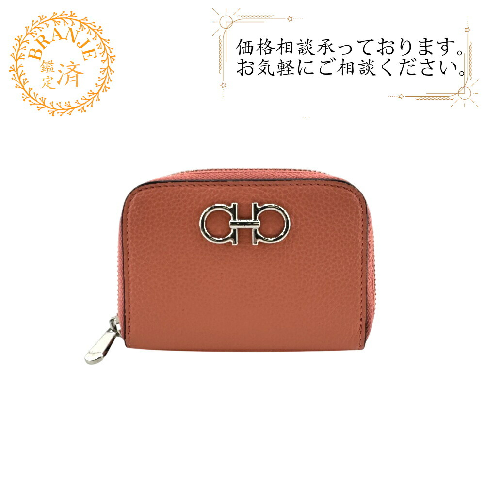 Salvatore Ferragamo サルヴァトーレフェラガモ ラウンドファスナー ガンチーニ コラッド コインケース 財布 ウォレット ブランド 小銭入れ ピンク レディース