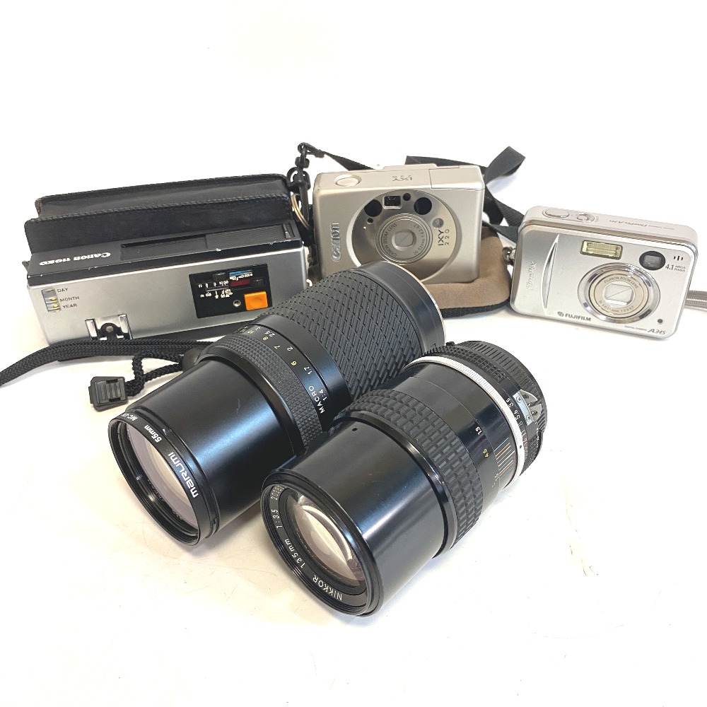 Nikon NIKKOR 135mm F3.5 Ai Tokina 100-300mm F5.6-6.7 AF、Canon 110ED 、Canon IXY220 Fujifilm FinePix A345 カメラ 3点、レンズ 2点 カメラ ブラック