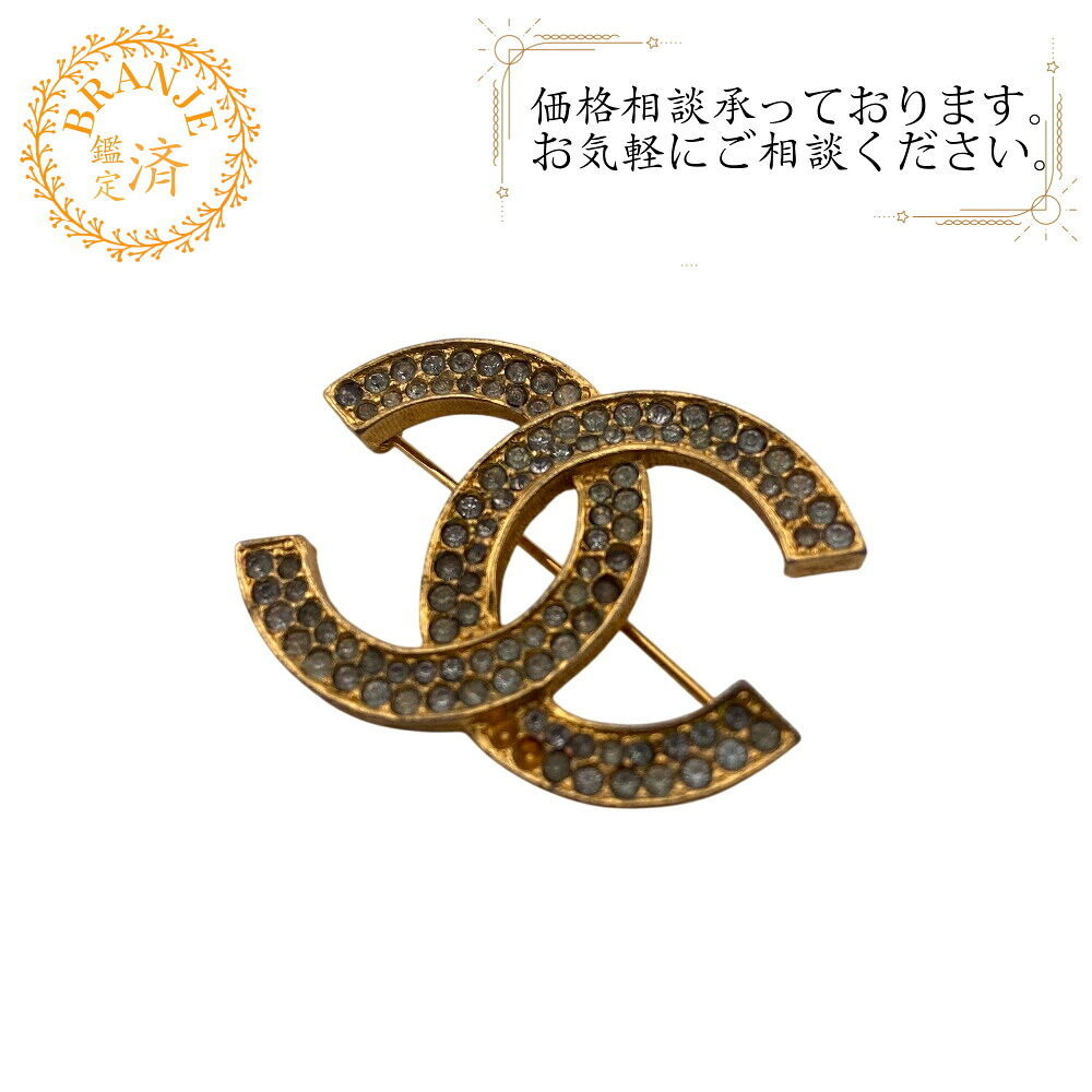 CHANEL シャネル ラインストーン ココマーク ブローチ ゴールド ユニセックス