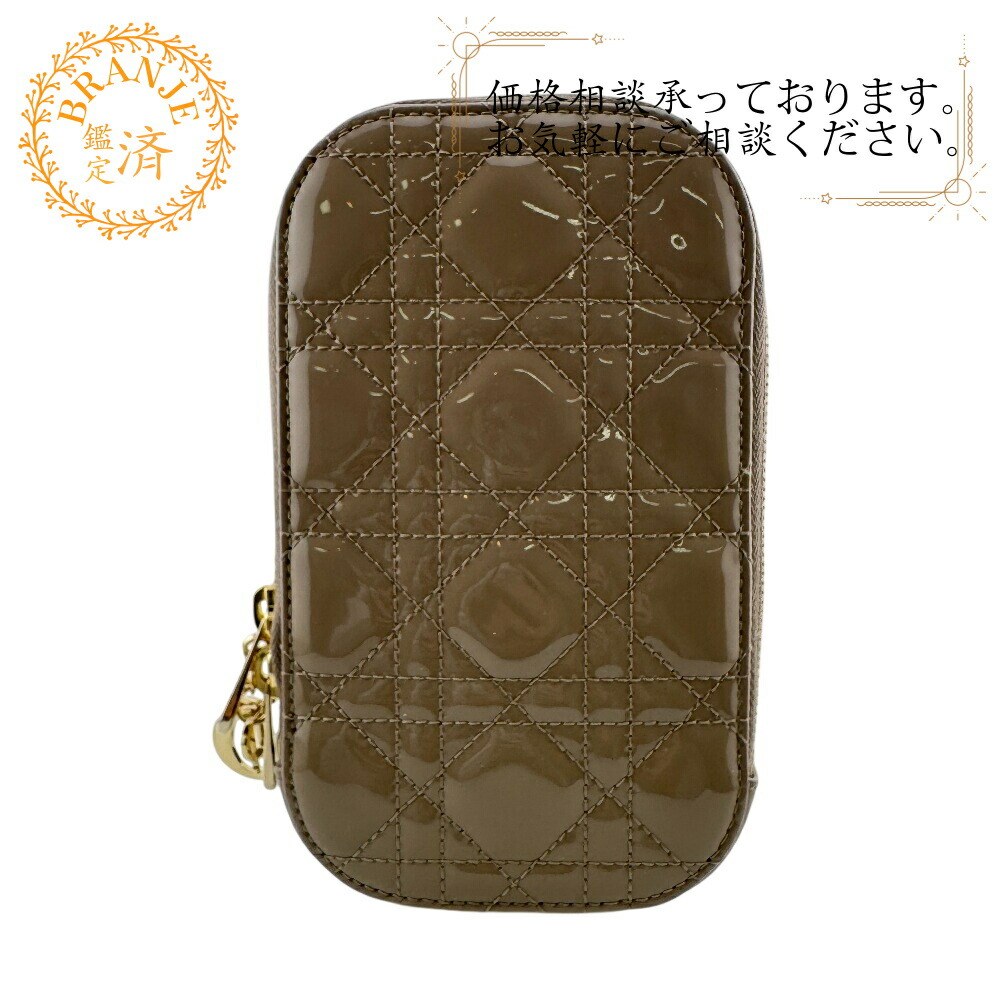 Dior クリスチャンディオール Lady Dior Call\u0027インチ Dior 電話機保持者 レディディオール カナージュ 合切袋 小入れもの ベージュ