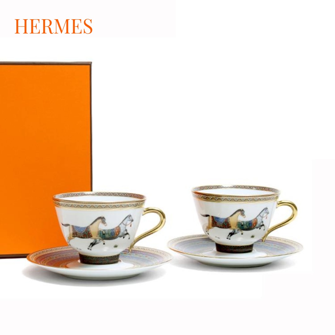 エルメス シュヴァルドリアン 紅茶優勝杯＆平円盤 ありの実 No.5 HERMES Cheval d’Orient ティーセット 優勝杯 平円盤 食器 御前上等洋食器