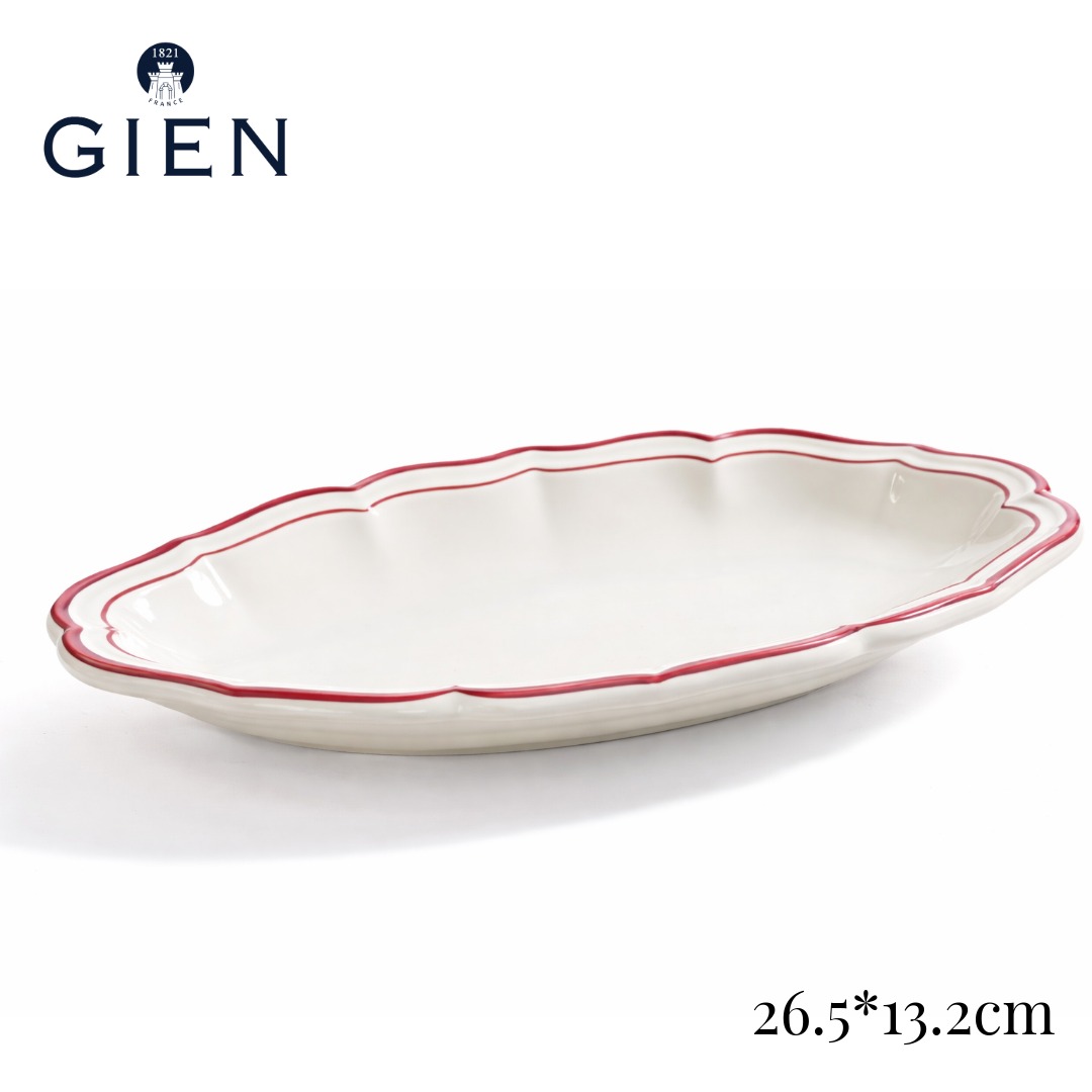 ジアン GIEN ピクルスディッシュ 26.5糎 一皿 フィレオ サクラ色 お皿 楕円面 瀬戸もの 洋食器 フランス共和国 オードブル 新生きて行く 差し上げ物