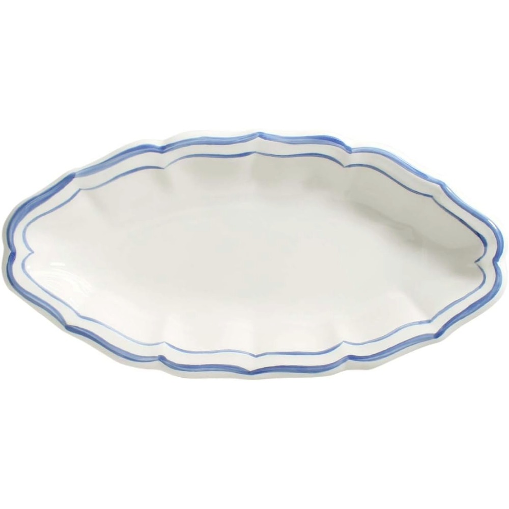 ジアン フィレブルー ピクルス皿 26.5×13.2糎 Gien Filet Bleu フランス共和国製 オーバル一皿 皿 食器 サービングプレート