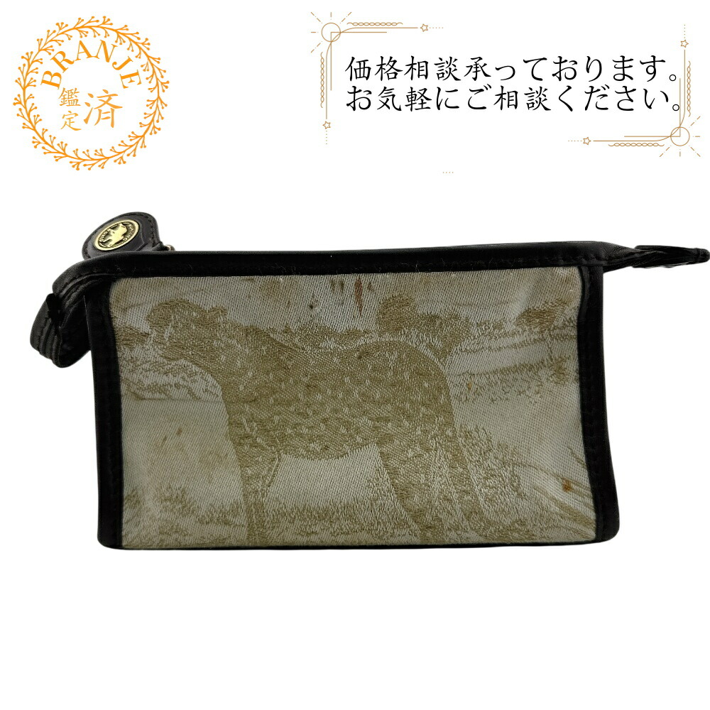 HUNTING WORLD 遊猟世界 豹 チーター柄 御釣り入れ 合切袋 バニティ コインケース 紙入れ ウォレット ブランド名 御釣り入れ ベージュ