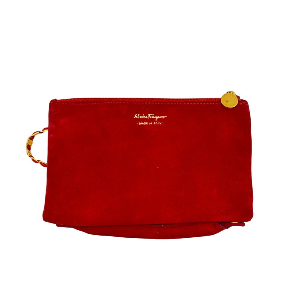 Salvatore Ferragamo サルヴァトーレフェラガモ ヴァラリボン コスメ マルチ容れもの 旅する鞄 ミニ ハンドバック 合切袋 付属物合切袋 赤いこと