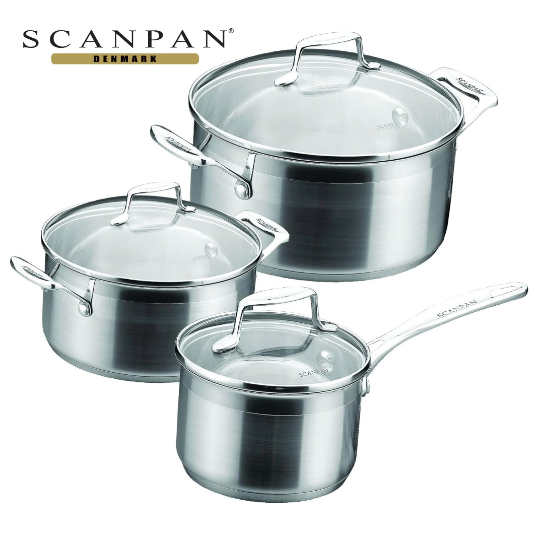 スキャンパン SCANPAN クッキングポット 71070000 インパクト ガラス蓋付き鍋 3点セット Impact 耐熱 鍋 ギフト 結婚祝い プレゼント 贈り物　ギフト｜BRANJE 店