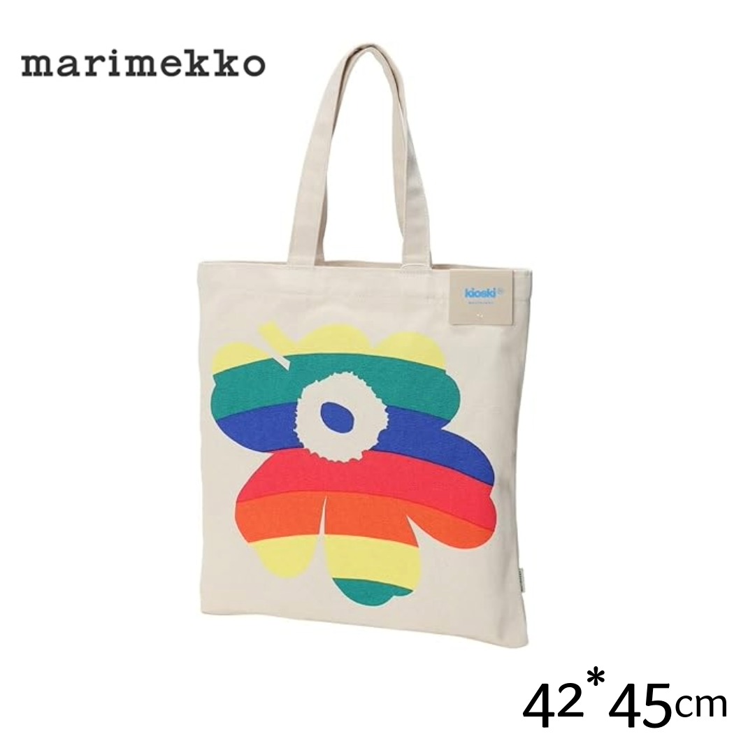 マリメッコ 御徒面子 marimekko レディース ユニ一発やる ウニッコ 虹霓色つや ハンドバック トートバッグ 綿織物 マルチ色つや 091175-825