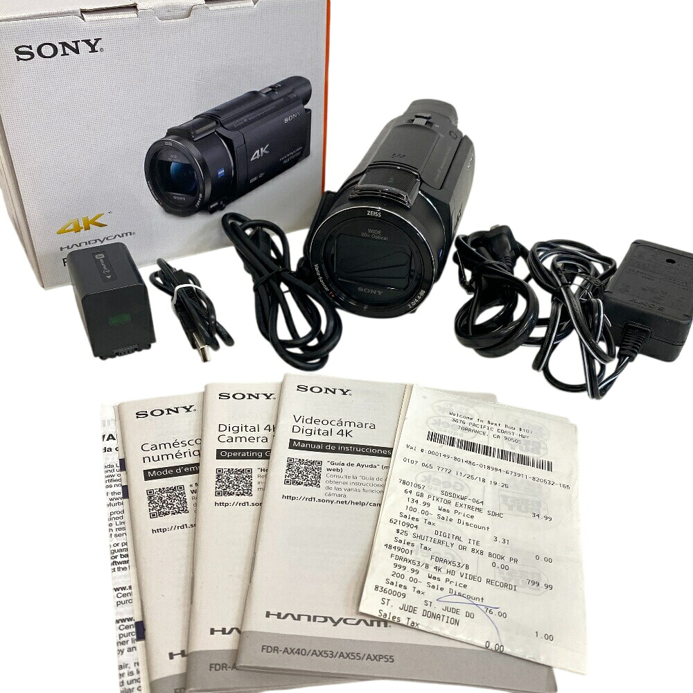 sonny ソニー FRD-AX53 SONY Handycam FDR-AX53 4Kテレビカメラ 写真機 黒いこと