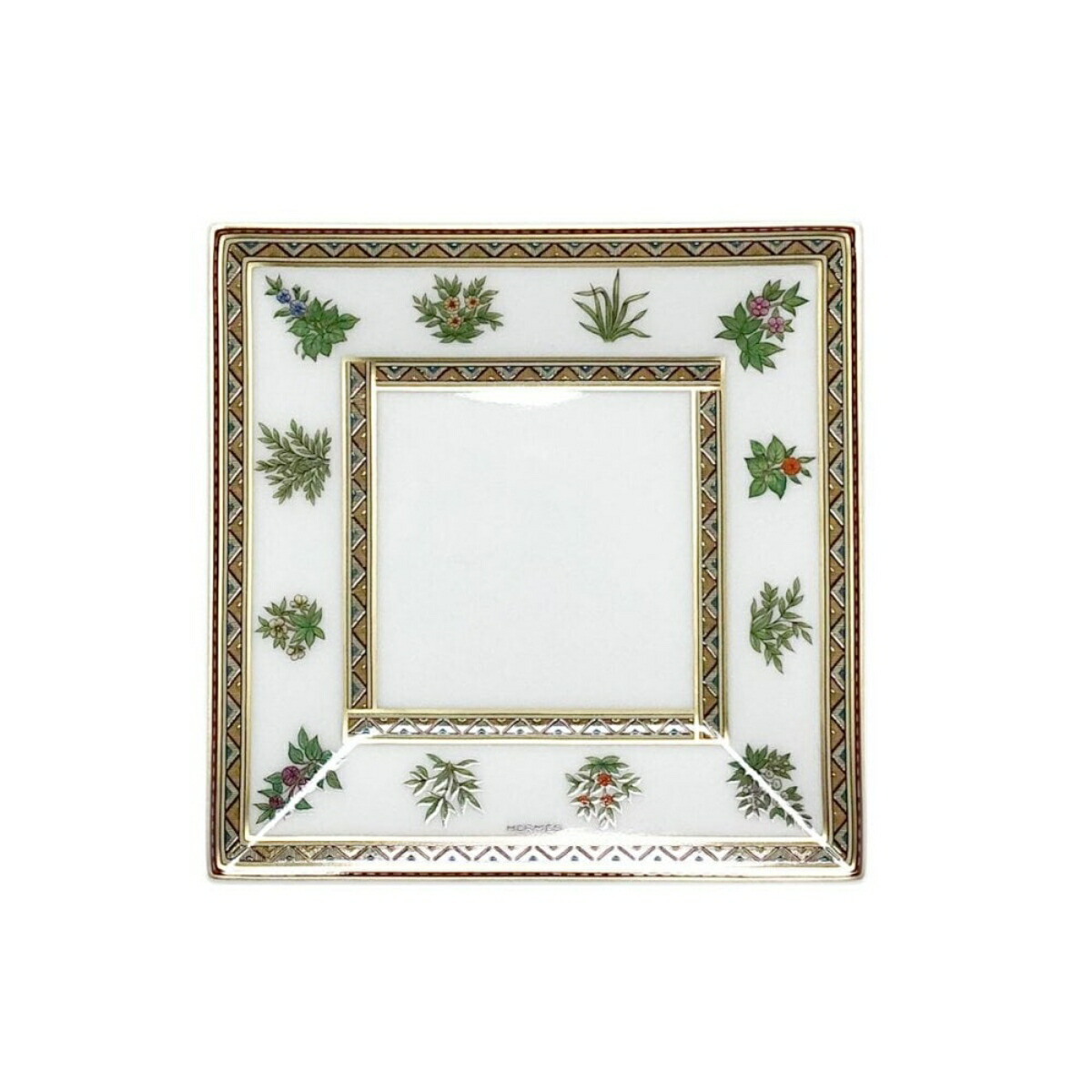 エルメス シュバルドリアン 9842 真四角一皿 11×11珊 No.2 HERMES Cheval d\u0027Orient 角皿 ミニ皿 瀬戸もの