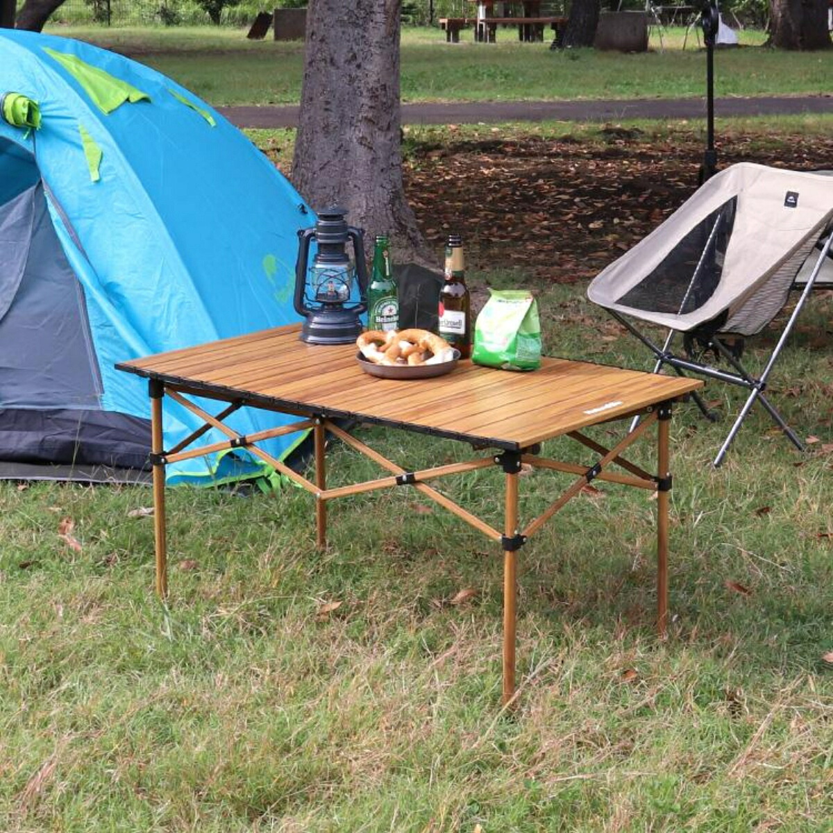 ネイチャーハイク テレスコピックテーブル 木目調 Mサイズ 93cm 55cm 50.5cm Naturehike アウトドア キャンプ 折り畳み ローテーブル コンパクト 軽量