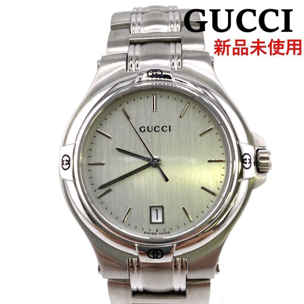 グッチ GUCCI ウォッチ 9045つづき物 YA090318 しろがね色 メンズ 御覧なさる スイス連邦製 石英 デイトカレンダー