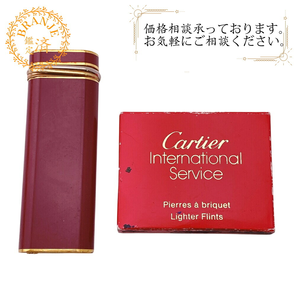 CARTIER カルティエ トリニティ ガスライター ローラー式 ライター ブランド ワインレッド｜BRANJE 店