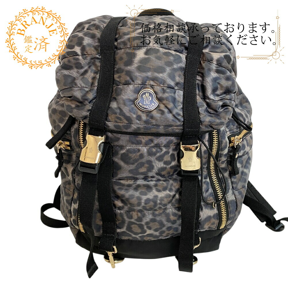 MONCLER モンク軌跡 背嚢 レオパード柄 背嚢・デイパック 御徒面子 袋 背嚢 うしろ側容器に並べる ブランド名 黒いこと