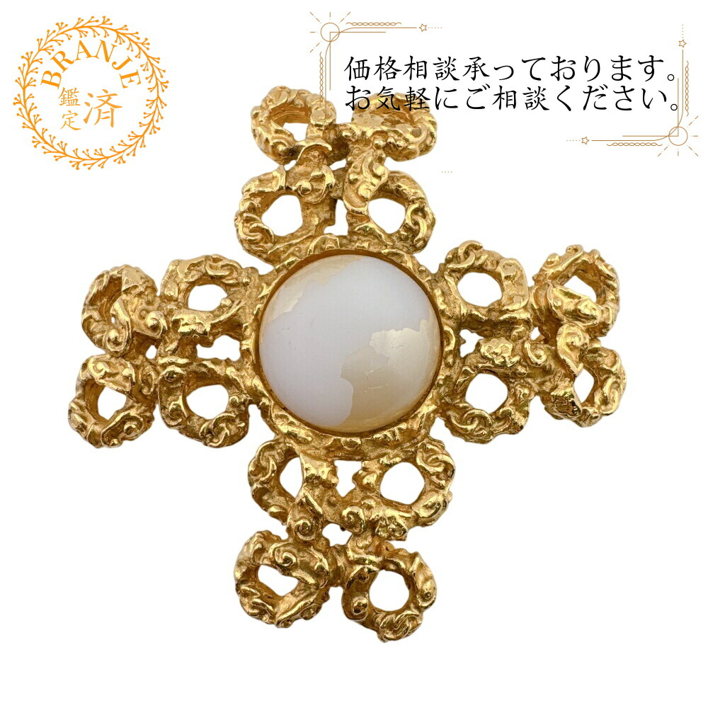 CHANEL シャネル 93A クロスモチーフ パール ヴィンテージ ブローチ ゴールド|BRANJE 店