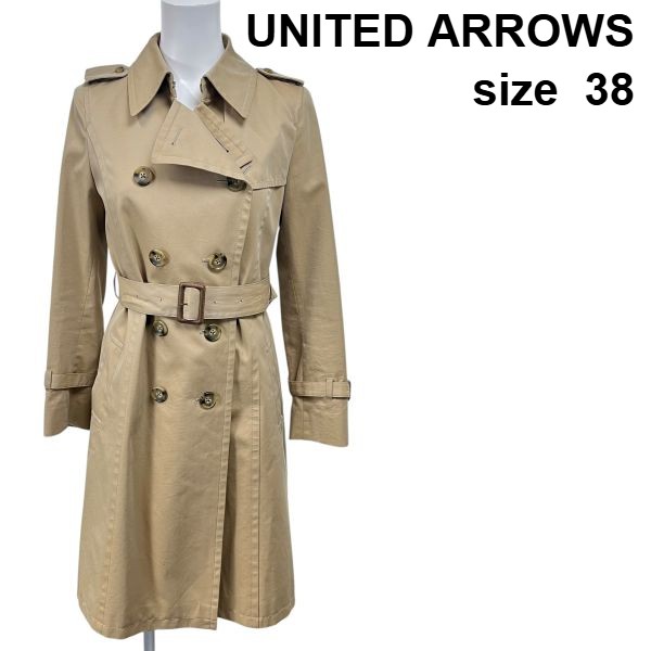 【中古】ユナイテッドアローズ UNITED ARROWS トレンチコート レオパード（ヒョウ）柄 9号 ベージュ 綿 38 M レディース S5Y210